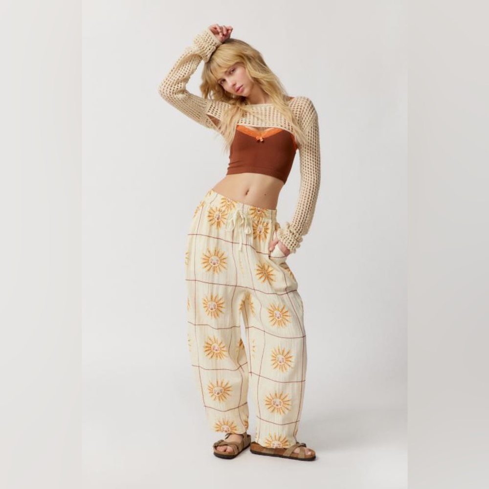 Urban Outfitters Jay Embroidered Wide-leg Pant
